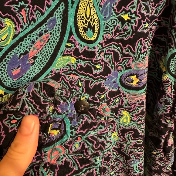 Vintage Short Circuit Paisley Rayon Button Up Blouse - Picture 4 of 4
